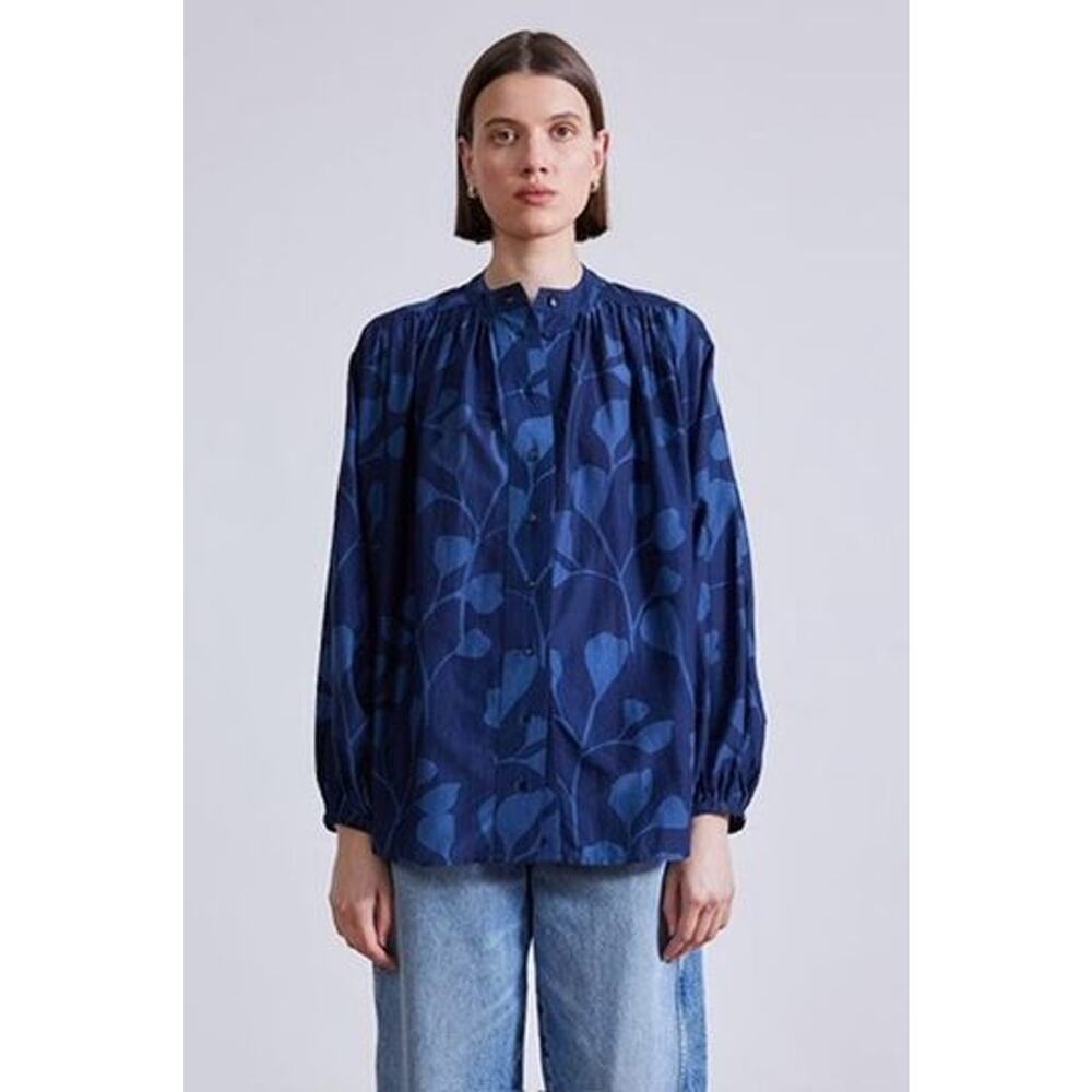 Apiece Apart Oro Top in Indigo Trellis - Picture 2 of 6